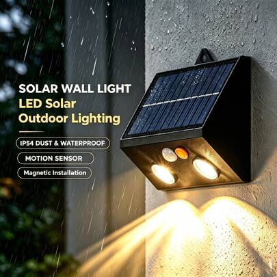 1/2 buc. lumini solare magnetice de exterior, lumini cu senzor de mișcare și magneți puternici, lampă solară LED de perete pentru exterior, IP54, impermeabilă, lumini de securitate pentru rulotă, pridvor, cutie poștală din fier, balustradă din fier, camper, perete, grădină, gard, curte, terasă, patio, garaj
