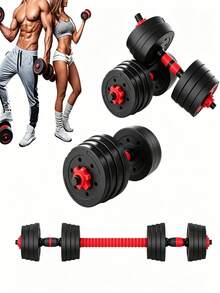 Adjustable Dumbbell Set Quick Lock Red Collars, Wear-Resistant Plates Convertible To Barbell, Home Gym Full Body Training Weights, Suitable For Men Women Fitness Beginners & Workout Lovers - Multiple Specifications - View 11