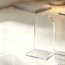 L-Shaped Transparent Acrylic Bookend, Heavy Duty Stable With 4 Non-Slip Pads, Minimalist Style Desktop Storage Book Support, Suitable For Home Office Library - Clear - View 3
