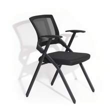 Folding Office Chair With Armrests, Mesh Conference Chair For Meeting Room - Black - No Tabletop - View 2