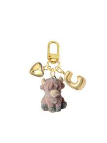 Bag Charm Flocked Calf Keychain, Bag Pendant, Backpack Charm, Decorative Accessory With Heart & Letter Metal Accent, Suitable For Girls, Students, Commuters, Birthday & Holiday Gift, Decorates Keys, Handbags, Backpacks, Daily Outfit Accent, Cute 3D Flocked Personalized Portable Accessory Gift - Multicolor - View 25