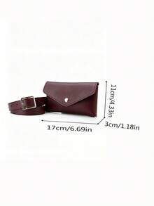 Vintage Fashion Chain Buckle Women's Leather Belt Waist Bag, Daily Outing Wallet Phone Bag, Commute Matching Niche Design Waist Bag - Coffee Brown - View 7