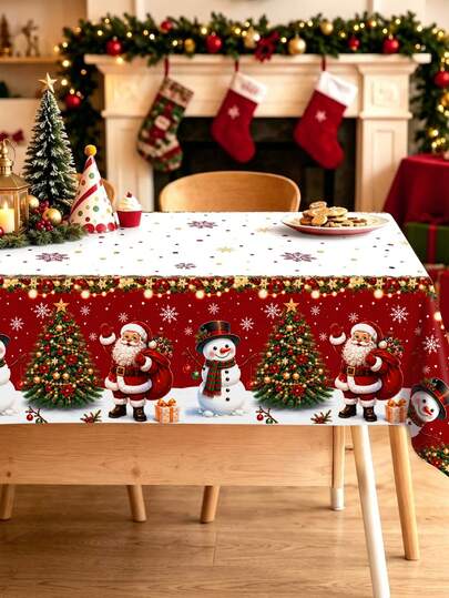1pc Christmas Tablecloth, 220*130cm Santa Claus Pattern Tablecloth, Christmas Party Decoration Tablecloth, Merry Christmas Decoration, Christmas Dining Table Decoration, Christmas Decoration, Christmas Room Decoration, Christmas Home Decor Tablecloth, Outdoor Christmas Decoration Disposable Tablecloth, Christmas Kitchen Supplies, Christmas Gift, Christmas Party Gift, Xmas Decoration, Christmas Decoration, Merry Christmas, 2027 New Year Decoration