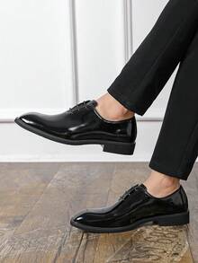 Men's Formal Thick Sole Height Increasing Lace-Up Derby Shoes Red Bottom British Style Wedding Bride Business Casual Commute Men's Shoes - Black - View 7