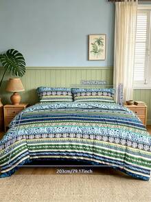 Blissful 3pcs=1pc (With 4-Corner Straps, With Zipper, Without Inner Core) + 2pcs (Matching Pattern Pocket Pillows, Without Inner Core) 100% Polyester Fiber Home Bedding Set, Bohemian Style Pattern, Skin-Friendly And Soft Fabric, Removable And Machine Washable, Full Size, Suitable For Multiple Occasions: Bedroom, Guest Room, Dorm, Travel - Multicolor - View 19