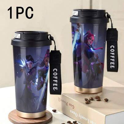 KPop Demon Hunters 18oz Girl Group Themed Insulated Mug With Multi-Functional Lid, Stainless Steel Insulated Travel Coffee Mug, Cute Holiday Drinking Cup, Unisex Reusable Water Bottle, Perfect Christmas Gift.