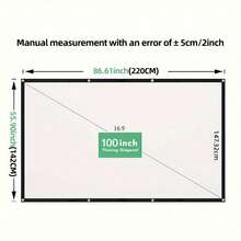 16:9 Foldable White Projector Screen, Wrinkle-Resistant Soft Fabric, Portable Home Theater Movie Screen - White - View 18