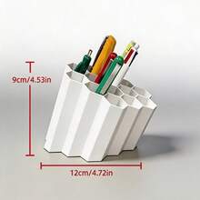 Honeycomb Shape Pen Holder, Office Supplies Desktop Storage Box, With Multiple Compartments, Ideal For Pens, Markers, And Small Items, Stationery Organizer | Creative Storage - Multicolor - View 8
