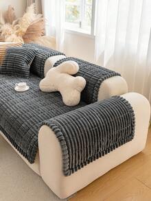 1 buah Sarung Sofa Quilted Warna Polos, Hangat, Lembut, Ramah Kulit, Dapat Dicuci dengan Mesin, Ramah Hewan Peliharaan, Dekorasi Liburan, Perlindungan Furnitur, Penyegaran Sofa Lama, Cocok untuk Sofa 1/2/3/4 Dudukan, Sandaran Tangan, Sandaran Punggung, Sarung Sofa - Dark Grey - View 7