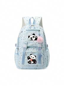 1 Pc, Creative Panda Pattern Printed Backpack, Large Capacity Casual Backpack, Adjustable Shoulder Straps, Suitable For Daily Commuting And Travel - one-size - View 15