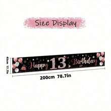 2D Flat 1pc Rimbol Polyester Birthday Banner Set - Versatile Garden Party Decoration For All Seasons, Black And Rose Gold, Suitable For 10th, 13th, 16th, 18th, 20th, 21st Birthday, Outdoor Photo Backdrop - A - View 10