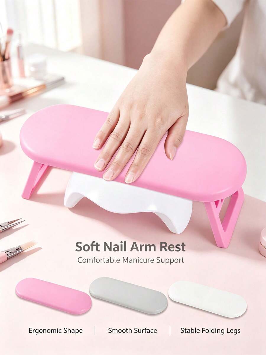 Foldable Manicure Hand Rest Pillow, Ergonomic Manicure Arm Support Stand, Stable Hand Support Stand For Manicurists Salon Use And Home DIY Manicure Work