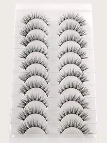 10 Pairs False Eyelashes 3D Fluffy Soft Crisscross Reusable For Festival, Party, Daily Wear No Irritating Glue - Black - View 2