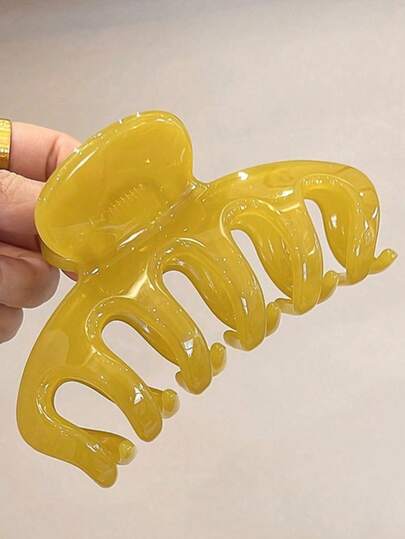 2pcs Women's Jelly Blue/Yellow Large 4.33 Inch Plastic Crocodile Hair Clips, Fashionable, Elegant, Minimalist Design Suitable For Daily, Casual, Party, Work, Travel, Hair Claw Clips Hair Clips Hair Clips Hair Clips Hair Claw Clips, Autumn/Winter Women's Hair Accessories, Suitable For Vacation Outfits Women's Summer Outfits
