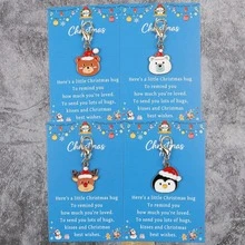 4pcs/8pcs Christmas Enamel Keychain Charms, Bear Reindeer Penguin Pendants, Lobster Clasp, Small Holiday Gift With Greeting Card - Multicolor - View 11