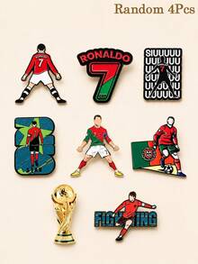 FIFA 8/4/1pc Cristiano Ronaldo Football Enamel Pin Set, World Cup Trophy Brooch Metal Badges For Backpack, Jacket, Lapel, Clothing, Soccer Fan Gift - Multicolor - View 8