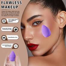 21Pcs Purple Cosmetic Sponges Triangle Powder Puffs Finger Puffs Bow Hairband Ultra Soft For Foundation Concealer Powder Blending Makeup Tool Kit For Beginners - Purple - View 4