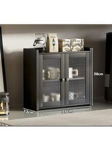 Modern Style Black Storage Cabinet With Fashionable Transparent Door Design, 2 Storage Compartments, Multi-Functional Dining Table Storage Unit, Suitable For Dining Room, Bathroom, Living Room And Bar Area, Stylish And Durable - Black - View 11