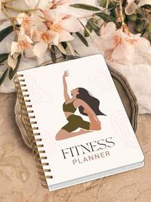 1pc Fitness Planner Notebook With Workout Sets, Cardio, Water & Progress Tracking Pages, Office Desk Accessories Office Supplies For Gym Planning, Halloween Gifts - A - View 6