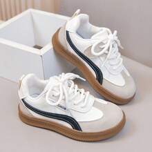Unisex Kids Fashion Slip-On Hook & Loop Sneakers, Versatile Back-To-School Style, Suitable For All Seasons And Outdoor Activities - Beige - View 5