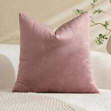 1pc/2pcs Lotus Root Pink Velvet Solid Color Decorative Pillow Covers(Pillow Insert Not Included), Square Cushion Covers, Holiday Home Decor Pillows, Soft & Cozy Fabric, Modern Decor For Sofa, Home Bedroom, Dorm Use - Dusty Pink - View 13