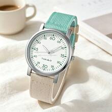 Plastic Case Canvas Strap Women's Quartz Wristwatch, Minimalist Fashion Fresh Neutral Wristwatch, Academic Style - Mouldless - View 10
