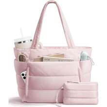 1pc Large Capacity Women's Quilted Tote Bag Set, Multi-Compartment Storage, With Cup Holder And Laptop Sleeve, Suitable For Daily Commute, Short Trips, Weekend Getaways, Spring Travel Essential, Can Be Given As A Gift For Women - Multicolor - View 10
