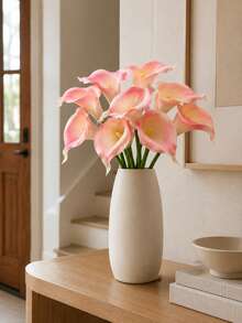 1/6/12/20Pcs PU Pink Artificial Calla Lily Flowers,Realistic Faux Calla Lily Bouquet, No Vase, For Home Table, Wedding, Indoor Outdoor, Garden, Party Decor Floral Arrangement - Baby Pink - View 1