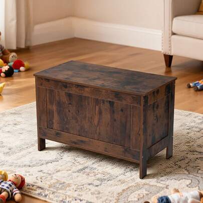 Kids Storage Bench, Wooden Toy Box Chest, Large Storage Cabinet With Safety Hinge, Toddlers Retro Storage Bench For Playroom, Living Room Or Entryway, 29.7 X 15.3 X 18.9 In, Easy Assembly, Brown