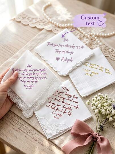 Custom Photo Wedding Handkerchief, Personalized Name Handkerchief, Personalized Women's Handkerchief, Custom Floral Bridal Gift, Mother Of The Bride Gift, Parents Wedding Gift, Wedding Keepsake, Wedding Handkerchief, Gift, Father Of The Groom Gift