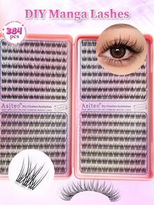 Asiteo 384 Gugusan Bulu Mata Palsu, Tampilan Alami, Ekstensi Bulu Mata DIY, Cocok untuk Penggunaan Sehari-hari, Alat Rias Jepang dan Korea, Gugusan Bulu Mata Lembut & Unik dengan Gaya C-Curl Tersegmentasi, Bulu Mata Palsu Individual - C - View 1