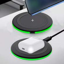 快速充电 LED 呼吸灯圆形 15W Max 无线充电器，兼容 17/16/15/14/13/12/SE/11/11 Pro/XS Max/XR/X/8 和 Galaxy S23/S22/Note 系列，毕业纪念日 - 白色 - 查看 6