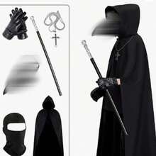 Black Plague Doctor Bird Beak Mask, Steampunk Halloween Cosplay Costume Accessory - View 6