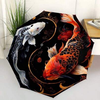1PC Multi-Color Fish Pattern Umbrella, Cute Beautiful Elegant Realistic Style, Dual-Use Sun And Rain Portable Windproof Parasol, Decorative Umbrella, Suitable For Weddings, Birthdays, Parties, Outdoor Activities, All Seasons, Can Be Given As New Year Gift