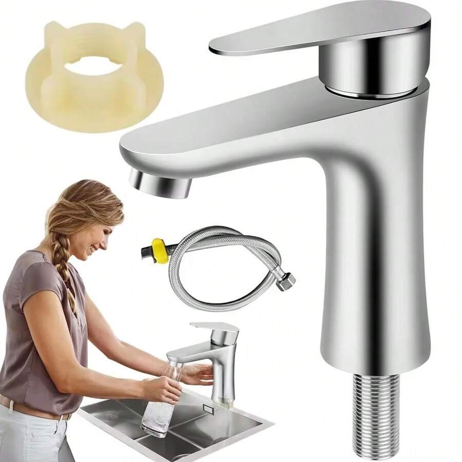 Einhebel-Kaltwasserarmatur zur Montage auf dem Waschtisch, G3/8, Badezimmerarmatur, Küchenarmatur, Balkonarmatur, Wäschearmatur, rostfreie moderne Haushaltsarmaturen - A - Übersicht 1