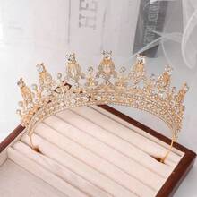 1pc Women's Baroque Style Sparkling Rhinestone Crown And Headpiece, Suitable For Bridal Wedding, Prom, Birthday Party, Beauty Pageant And Other Occasions - Multicolor - View 6