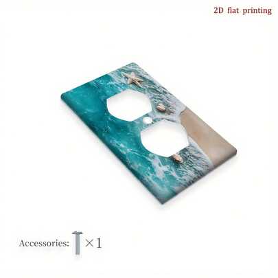 1pc [2D Flat Printing] Decorative Light Switch And Outlet Cover Featuring Starfish And Shells By Sea, Requires No Wiring, Easy To Install, And Has An Elegant Design Suitable Bedrooms, Bathrooms, And Kitchens