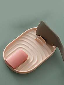 1pc Kitchen Folding Pot Lid & Spatula Storage Rack With Drainage - Pink - View 3