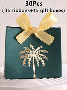 Cirelle Set Kotak Hadiah Hari Nasional Saudi Isi 30 Buah, Kotak Kertas Hijau dengan Desain Pohon Palem, Cocok untuk Berbagai Perayaan, Ideal untuk Camilan atau Suvenir - View 15