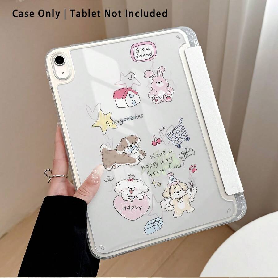 Dog, House, Rabbit, Shopping Cart Pattern Painted Effect Tablet Protective Case With Stand, Compatible With Honor 8/9/10/X8/X8A/X9/X8Pro/X9Pro, MatePad SE 11 Inch/MatePad 11 Inch/11.5 Inch/MatePad Pro, Apple 10th/11th Gen 2025 (A16), Galaxy Tab A7/A9 And Other Popular Models - Style 7 - View 1