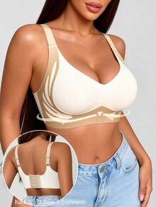 Women's Colorblock Wireless Tank Bra, Elegant Comfortable Lingerie - White - View 9