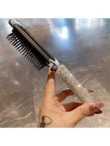Foldable | Rhinestone | Mirror + Brush. Luxury Mini Air Cushion Comb With Built-In Mirror. Portable Folding, Air Bubble Scalp Massage. Influencer Favorite Hair Accessory. Back-To-School, Travel & Quick Touch-Ups. & Functional Must-Have. - Upgraded Version - View 5