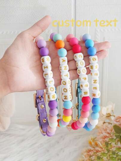 Personalized Beaded Dog Collar: Available In 6 Colors And Styles, The Perfect Personalized Gift For Your Dog, With A Durable Leather Buckle, A Customized Christmas Gift For Your Pet.