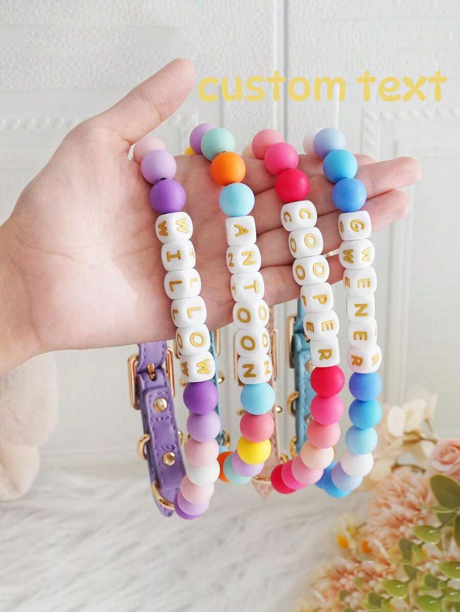 Personalized Beaded Dog Collar: Available In 6 Colors And Styles, The Perfect Personalized Gift For Your Dog, With A Durable Leather Buckle, A Customized Christmas Gift For Your Pet.
