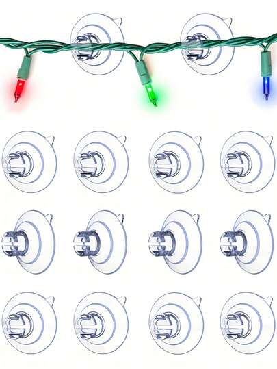 80pcs Christmas Light Suction Cups, Christmas Light Suction Cup Holders, Strong Suction Cup Holders Suitable For Tables, Windows, Mirrors And Bathrooms; Suitable For Holiday Lighting And Christmas Decoration; No-Drill Hanging Hooks; Christmas Decoration Hooks
