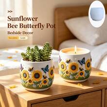 Sunflower Bee Butterfly Embossed Succulent Planter Silicone Mold, Can Make Aromatherapy Candles, DIY 3D Embossed Mold, Reusable, Compatible With Resin, Plaster, Cement, Clay, Handmade Decor, Home Holiday Gift - A - View 2