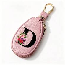 Black Letters A-Z Car Key Protection Cover PU Key Bag Mini Car Key Bag Key Ring Wallet Zipper Charter Keychain Male And Female Universal Key Ring Gift - Multicolor - View 31