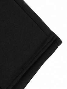 Women's Casual Loose Plain Color Drawstring Waist Sweatpants With Pockets Black Winter - Black - View 5