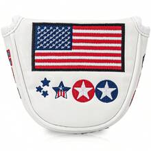 1PC Semi-Circular Mallet Golf Putter Cover, Premium PU Material With Exquisite Embroidery, Soft Inner Lining, Durable Wear-Resistant, Unisex Putter Accessory, Fits Most Brand Putters - Multicolor - View 1