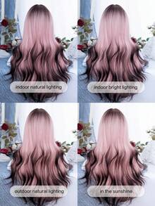 alicegarden 30-Inch Long Synthetic Wig Featuring A Natural Wavy Style In A A Stunning Multicolor. Designed With Bangs , This False Hairpiece Is Perfect For Ms Daily Party Cosplay Use, Offering A Natural And Natural Durable Wig Gift For Ladies. - Multicolor - View 11